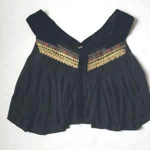 Free People crochet velvet sheer crop top, sz M?